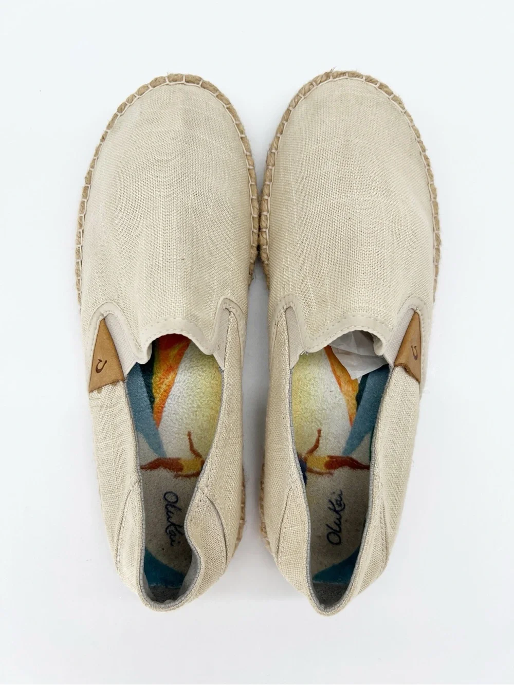 OluKai Women's Espadrille Slip-Ons in Beige
